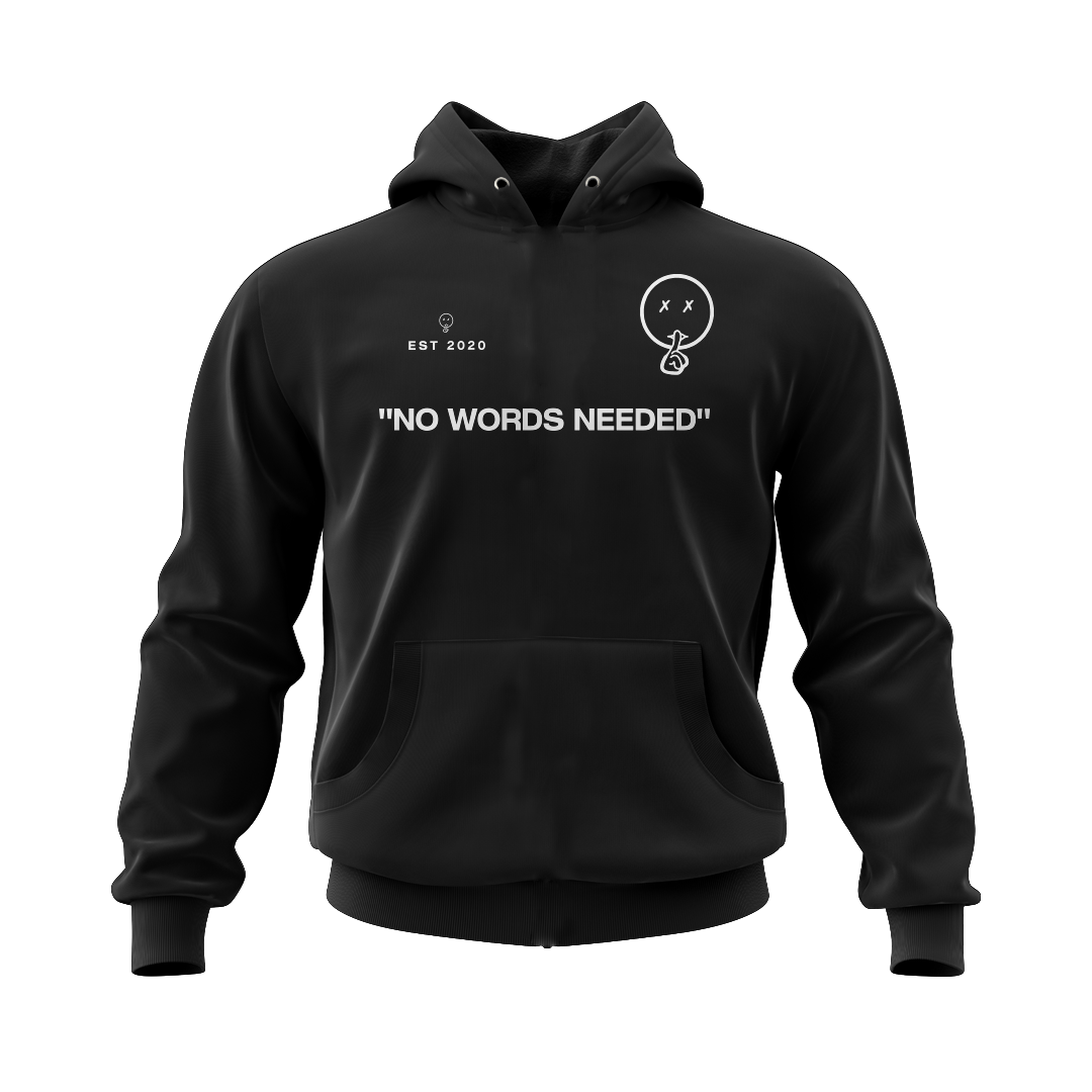 Black hoodie with words deals